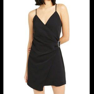 Leyden Faux Wrap Black Mini Dress